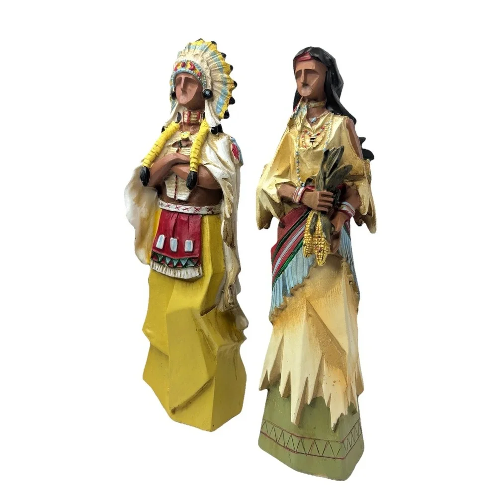 Pacific Rim Cubist Native American Indian Woman & Chief 9
